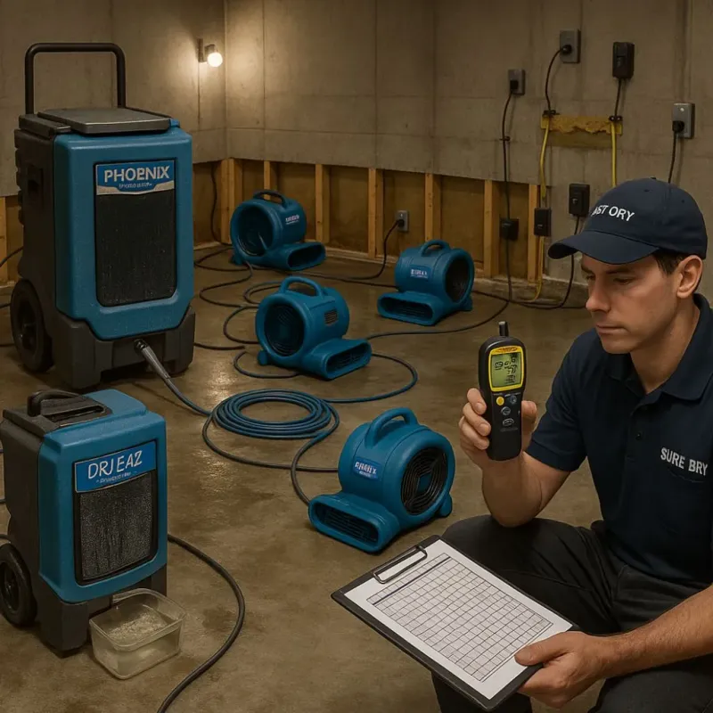 Structural Drying and Dehumidification process in Whitney, TX